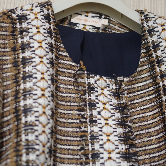 Tory Burch Jessica Tweed Jacket In Brown size 14 - Picture 4 of 8